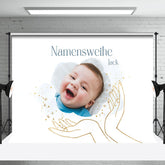 Hände Halten Blumen Baby Benennung Zeremonie Hintergrund
